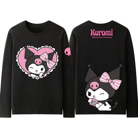 Kuromi Kuromi Joint Long Sleeve T Shirt Women 2024 New Sanrio Top Girls