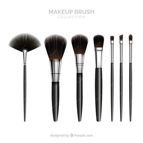 Colección De Brochas De Maquillaje Realistas Vector Premium