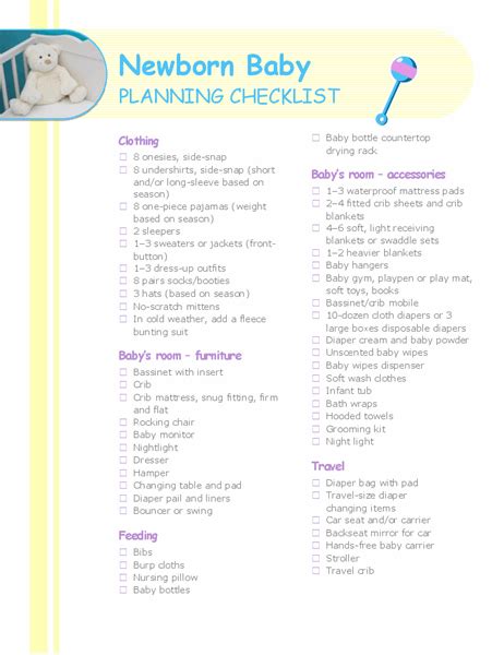 New Baby Checklist Printable Newborn Checklist And Baby