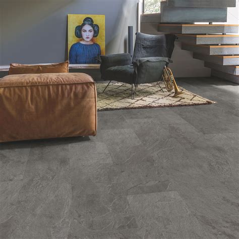 Quick Step Lima Grey Slate Effect Waterproof Luxury Vinyl Flooring Tile