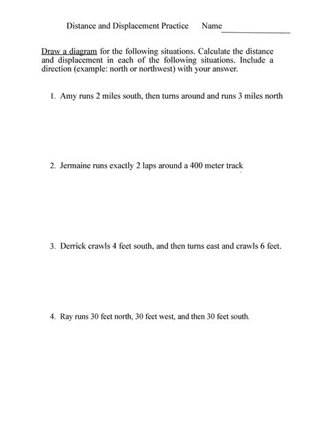 Distance And Displacement Pkt Distance And Displacement Practice Name