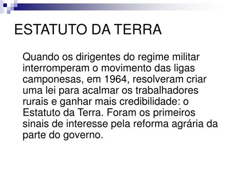 PPT - ESTATUTO DA TERRA PowerPoint Presentation, free download - ID:5454314