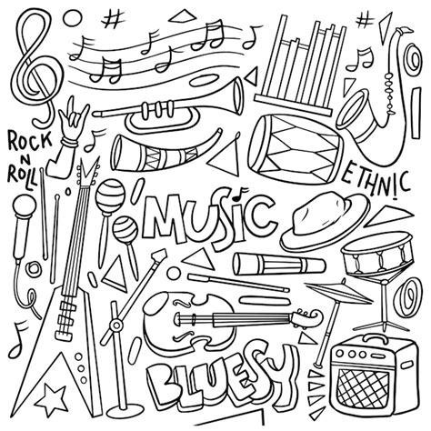 Premium Vector Set Of Hand Drawn Music Theme Isolated On White