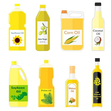 Pictures Of Different Types Of Oil For Cooking Vector Art At