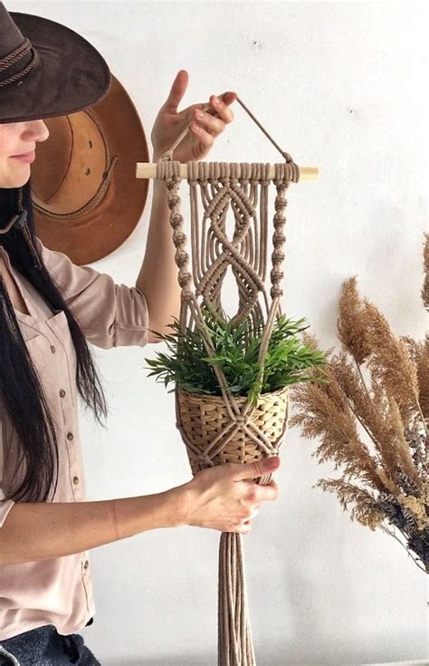 Kwietnik ścienny ze sznurka makrama b Kolory Macrame plant hanger