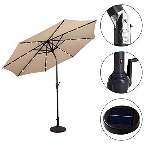 Costway M Patio Parasol Zonne Energie Paraplu Met Led Verlichting