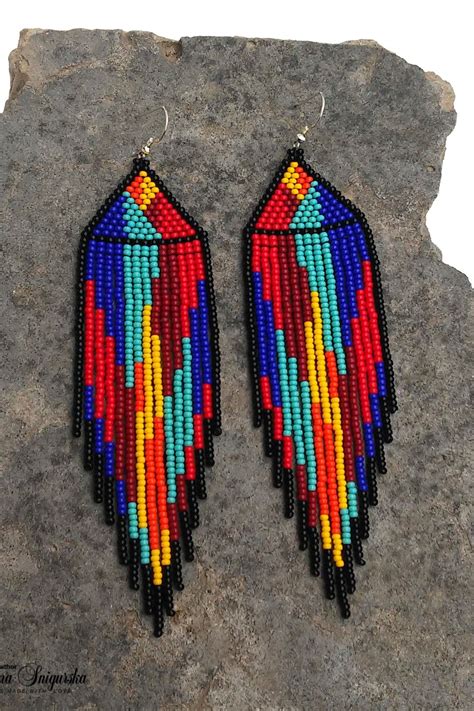 Huichol Earrings Indian Earrings Native American Beaded Earrings