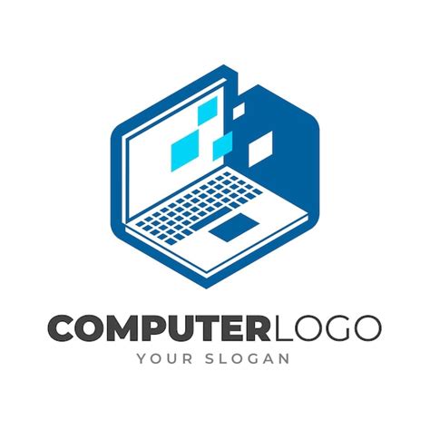 Modelo de logotipo de laptop plano Vetor Grátis