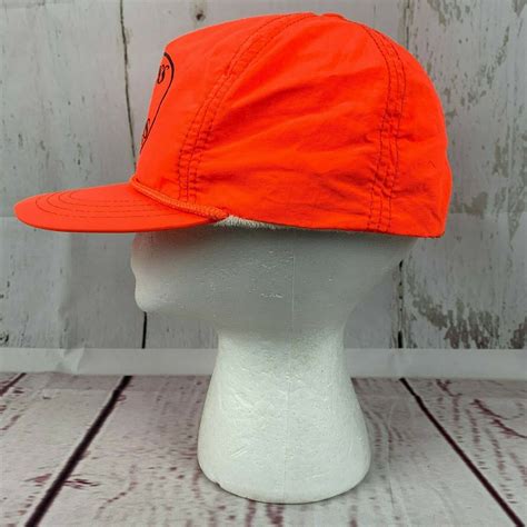 Vintage Bass Pro Shops Neon Orange Black Snapback Hat Hats