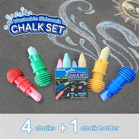 Bazic 4 Sidewalk Chalk And 1 Chalk Holder Bazic Products