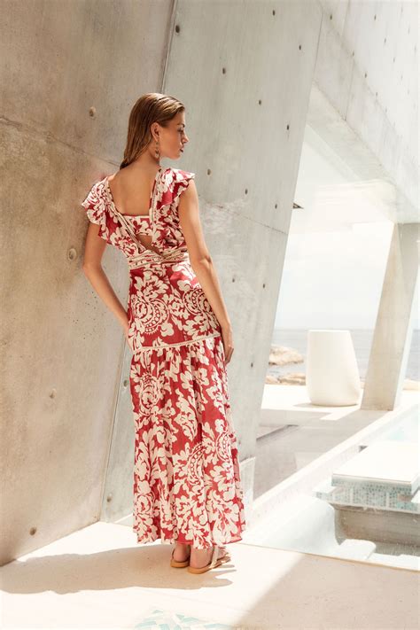 Buy Red White Sleeveless Ruffle Lace Insert Maxi Dress From Next Australia