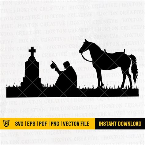 Cowboy With Horse Kneeling Praying Svg File Memorial Cross Etsy