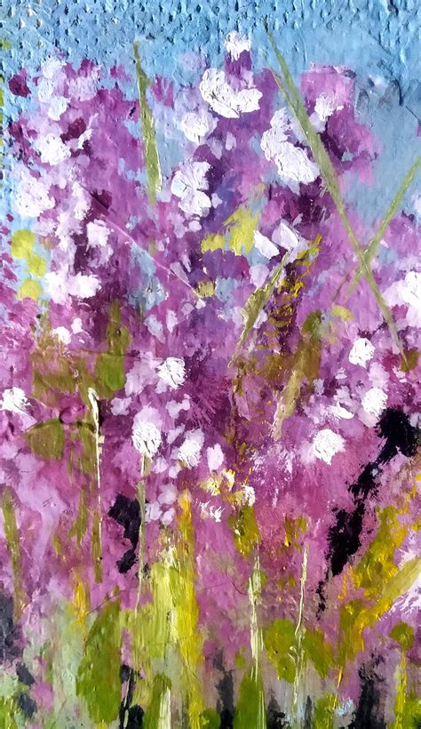 Lavender Oil Painting Vase With Garden Flowers Original Art | Etsy