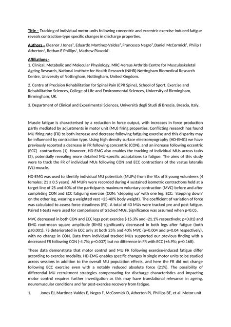 PDF Tracking Of Individual Motor Units Following Concentric And