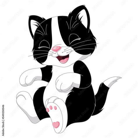 Funny Laughing Cat Cartoon Illustration Stock Illustration | Adobe Stock