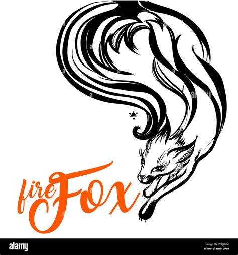 fox engraved line art. Wild jumping Fire Fox. Isolated vector ...