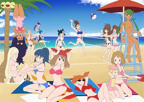 Pok Mon Pokegirls Having Fun At The Beach Pok Mon Sun And Moon