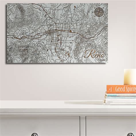 Reno Nv Wooden Street Map Burnt Laser Cut Wall Map