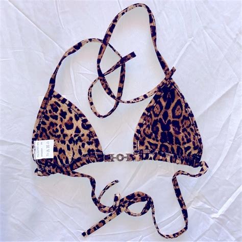 Swim Leopard Print Thong Bikini Set Medium Top Bottom Poshmark