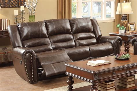 Homelegance Center Hill Reclining Sofa Set Dark Brown Bonded Leather