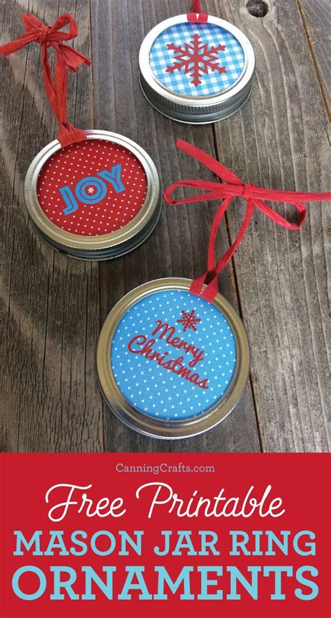 Mason Jar Ring Christmas Ornaments Printables Mason Jar Lids Crafts