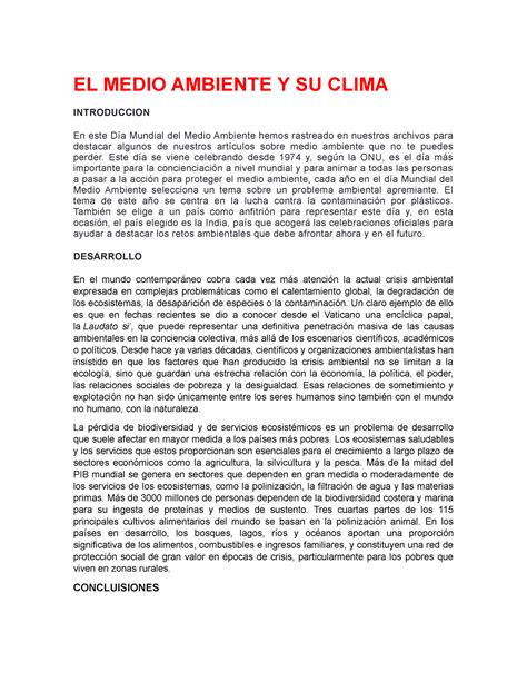 El Cambio Climatico Lectura Critica Senaa El Medio Ambiente Y Su Clima Introduccion En Este