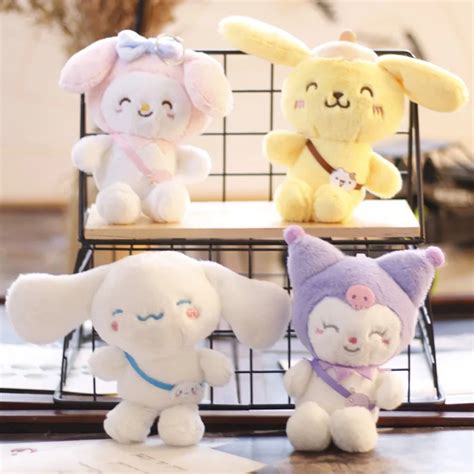 Sanrio Plush Kuromi Cinnamoroll My Melody Hello Kitty Pom Pom Purin Anime Cartoon Figure Pendant