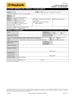 Fillable Online ACCOUNT OPENING FOR COMPANY ESTABLISHMENT APPLICATION