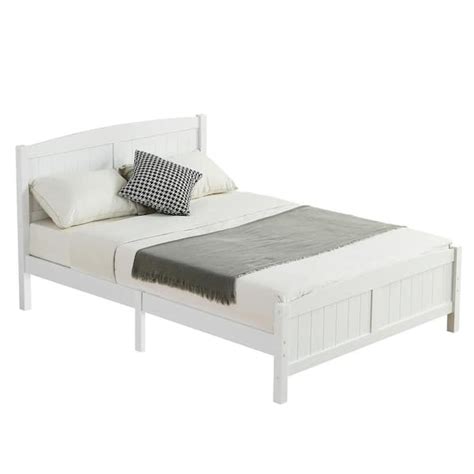 Karl home White Wood Frame Full Platform Bed 731569696617 - The Home Depot