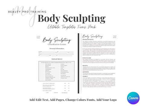 Body Sculpting Forms Esthetician Form Editable Forms Body Sculpting