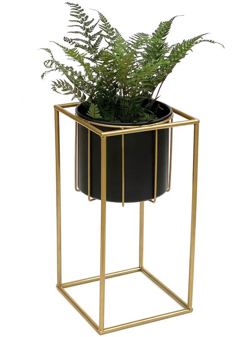 Dandibo Blumenhocker Mit Topf Metall Gold Schwarz Eckig S Cm