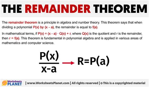 Remainder Theorem | Formula + Definition