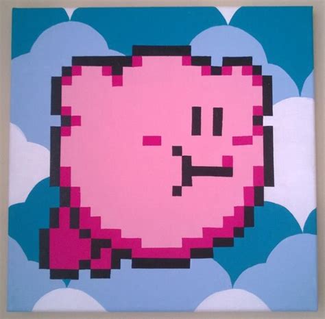 8bit Kirby Painting with Classic Clouds. by PalmersPixels on Etsy