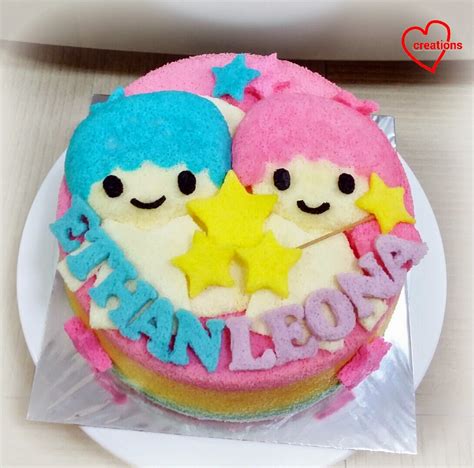 Loving Creations for You: 'Little Twin Stars' Rainbow Orange Chiffon Cake