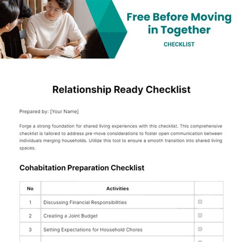 Free Before Moving In Together Checklist Template Edit Online And Download