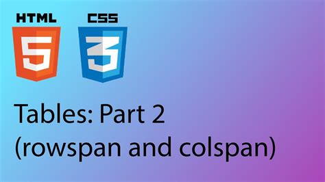 Html Css Tutorial Tables Part Colspan And Rowspan