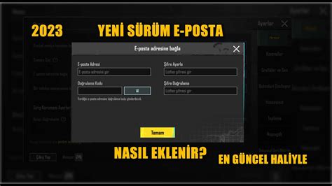 Yeni sürümde PUBG Mobile 2023 E posta ekleme nasıl yapılır kod nereye