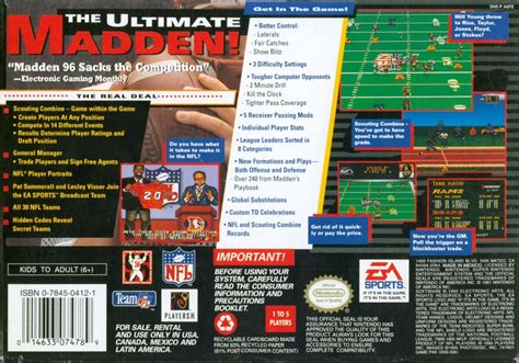 Madden NFL 96 (1995) box cover art - MobyGames