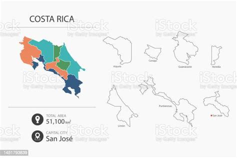 詳細な国の地図とコスタリカの地図都市総面積首都のマップ要素 アイコンのベクターアート素材や画像を多数ご用意 アイコン アイデア