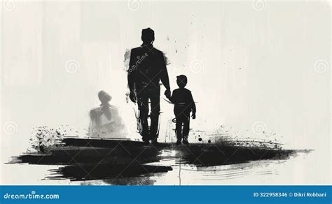 Silhouette Of A Father And Son Walking Away Stock Photo Image Of