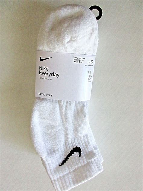 Nike 3 Pairs Pack Women White Ankle Quarter Socks Dri Fit Cushion Cotton Men You Ebay