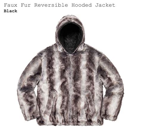 L Fw Supreme Faux Fur Reversible Hooded Jacket Black