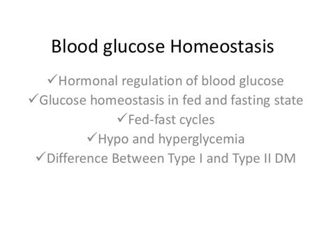 Blood Glucose Homeostasis