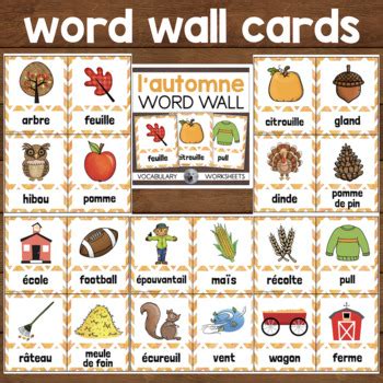 L Automne French Fall Autumn Vocabulary Word Wall Worksheets By Just