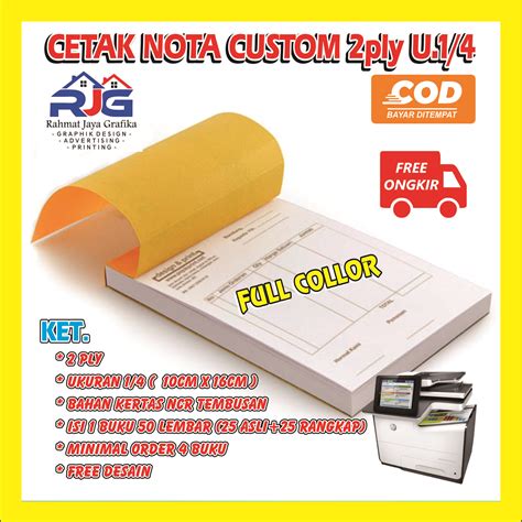 Nota Custom Nota Olshop Nama Sendiri Ply Min Buku Nota