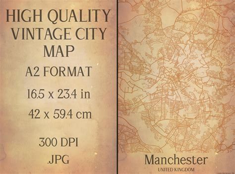 Vintage Map Manchester UK Graphic by Mappingz · Creative Fabrica