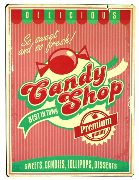 Vintage Candy Shop Sign Scarthingwell Wholesale Home Accessories