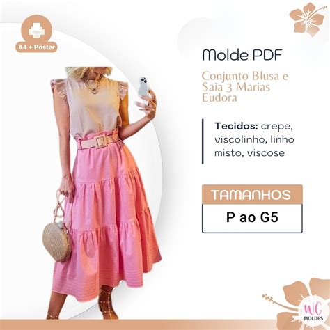 Molde Conjunto Blusa E Saia Tr S Marias Eudora Moldes Wg Hotmart