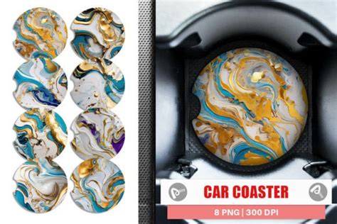 Car Coaster Marble Liquid With Gold Graphic By Artnoy Creative Fabrica