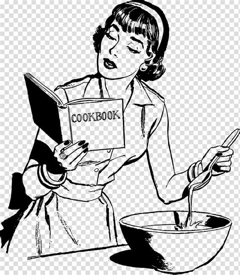 Girl Cooking Clipart Black And White